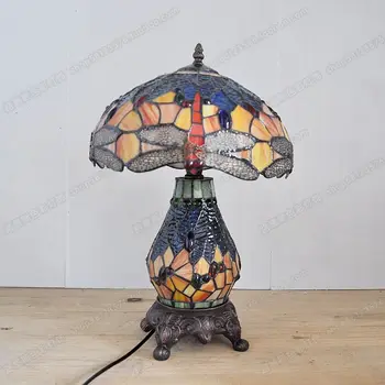 High-end Európskom štýle 12 palcový Dragonfly klastra Tiffany lampa ročníka art osvetlenie bar spálňa nočná lampa sklo