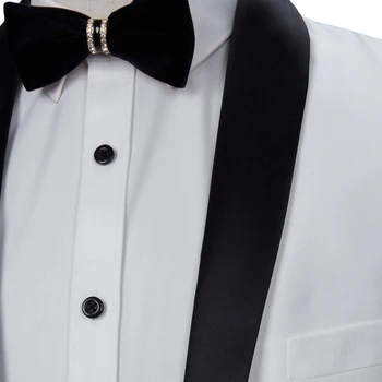New Vysoká Kvalita 2020 Biele Ženícha Tuxedos Slim Fit Mieru Oblek Čierna Šatka Klope Svadobné Obleky Pre Mužov (Bunda+Nohavice)
