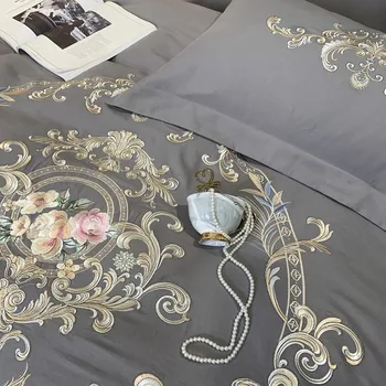 Luxusné Kartáčovaný Bavlnená posteľná bielizeň nastaviť Mäkká a Priedušná Obliečky Kryt Plochý list alebo Vybavené List obliečky na Vankúše Kráľovná King size 4Pcs
