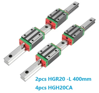 2 ks Lineárne vodiacej Koľajnice HGR20 -400MM L + 4pcs HGH20CA Lineárne Úzke Bloky CNC Router Časti