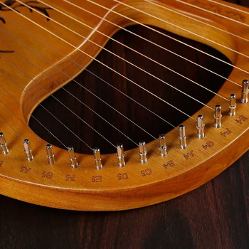 19 Kovové String Drevené Mahagón Lýra Harfa Hudobné Strunový Nástroj s Ladenie Kľúča a Náhradné Struny