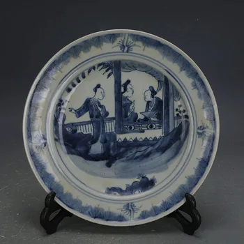 Qing Dynastie Guangxu porcelán ručná porcelánu modrá a biela obrázok vzor porcelánový tanier