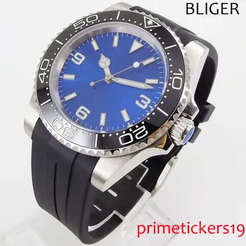 Automatické pánske hodinky otáčanie panelu 40 mm nologo modrá dial zafírové sklo svetelný gumy popruh automatický pohyb