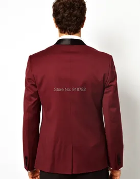 Ženích Tuxedos Burgundsko Slim Fit Zákazku Groomsmen Najlepší Muž Mužov, Svadobné Obleky Prom Formálne Tuxedos ( bunda+Nohavice+kravatu)