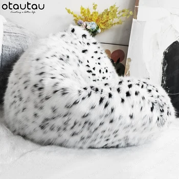 Luxusné Snow Leopard Kožušiny Bean Bag Stoličky s Vyplnením Plnené Obrie Pouf Osmanskej Veľké XXL Beanbag Lístkového Sídlo Relax Miestnosť Nábytok