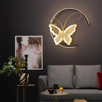 Moderné spálne stmievanie motýľ nástenné svietidlá luxusné medi obývacia izba chodba posteli sconces osvetlenie dekoratívne osvetlenie