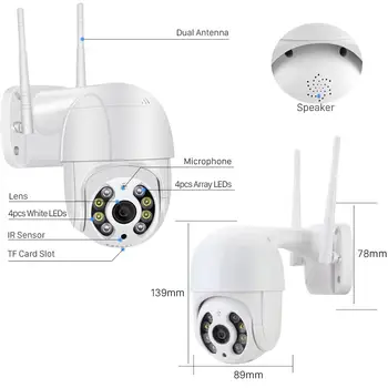 5MP PTZ Bezdrôtové IP Kamery Vonkajšie 4X Digitálny Zoom Speed Dome Super 3MP 1080P, WiFi, Bezpečnostné CCTV Kamera Audio AI Ľudských Detekcie