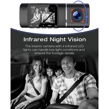 Duálny Objektív Dash Cam FHD 1080P Predné Vnútri Kabíny 1.5 Palcový LCD Displej Auto Fotoaparát Jazdy Záznamník pre Parkovanie Monitor