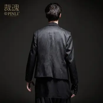 Doprava zadarmo novej pánskej mužskej módy Duše 2020 jeseň osobnosti jar tmavé šitie sako sako kabát BC201106191