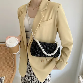 Han Chao malé okrúhle taška ženy 2021 jar a v lete nový Pearl kabelka pearl reťazca valcovými taška na Rameno Messenger Taška