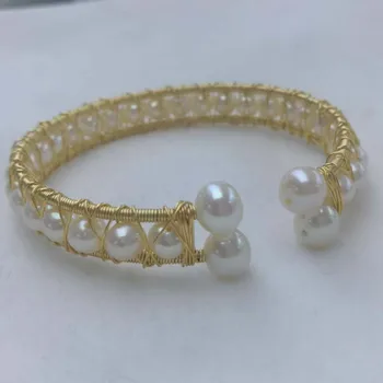1 Sada 10 mm pearl visieť náušnice & 14KGP white pearl náramok Náramok