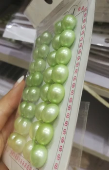 32Pcs tmavo zelenej perly 11-12mm Pearl Slivka Pol Diery Vŕtané Pearl Super Lesk Tlačidlo Prírodné Sladkovodné perly Voľné Korálky