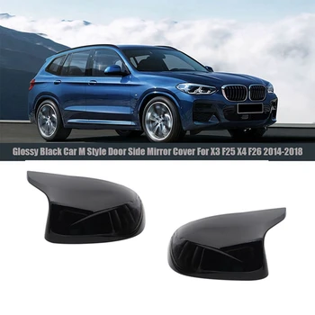 Lesklé Čierne Auto M Štýl Dverí Bočné Zrkadlo Pokrytie Spätné Zrkadlo Spp Na BMW X3 F25 X4 F26 X5 F15 X6 F16-2018