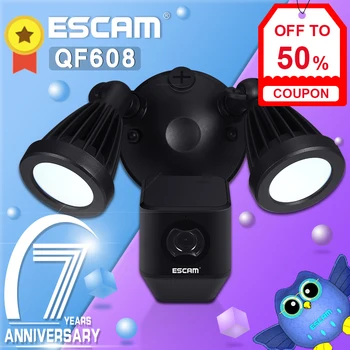 ESCAM QF608 Floodlight Kamera HD 1080P Zabezpečenia Wifi Kamera Pohybu-Detekcia Wall-Svetlo Zabezpečenia Bezdrôtovej Úložisko typu Cloud pre domov