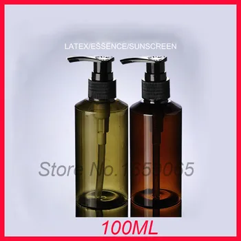 100ML plastové fľaše green/brown suncreen emulzie tlak čerpadla fľaše prázdne make-up, kozmetické nádoby Balenia
