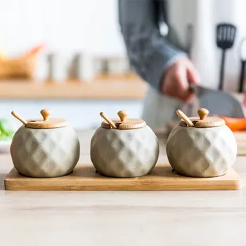 Japonské Kuchynské Korenie Jar Box Set Domácnosti Keramické Nádrže Soľ Shaker Korenie Fľašu