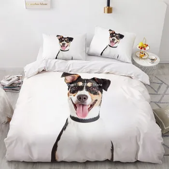 Psa 3D posteľná bielizeň Sady Biele Povlaky na Prikrývku Kryt Nastaviť Cumlík Posteľná obliečka na Vankúš Kráľ, Kráľovná 200*220 cm Veľkosť Zlatý Retriever