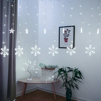 Vianočné 3M Fairy Star Snowflak Led Záves String Svetlá Dovolenku Dekoratívne Veniec Svetlá pre Svadobné Party domov okno dekor