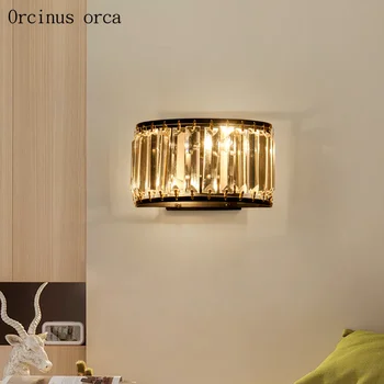 Americký retro luxusné nástenné svietidlo crystal obývacej izby, chodby, spálne, nočné lampy, tvorivé osobnosti zlatý krištáľ lampa