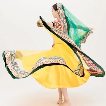 India Saree Oblek Pre Ženy Dospelých Orientálna Klasické Tanečné Oblečenie, Brušný Tanec Fáze Výkonu Kostýmy 3 Ks Oblek