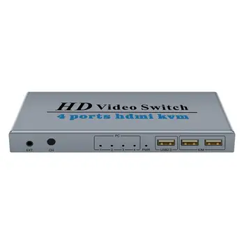 Kompatibilný s HDMI KVM Prepínač 4 Porty Pre 2 Počítač Zdieľať Monitor Železa Shell Podporuje Klávesnice, Myši, Tlačiarne Drop Shipping Hot