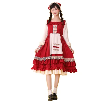 Jar Lolita Deň princezná šaty patchwork denne vintage šaty krásne študentské šaty