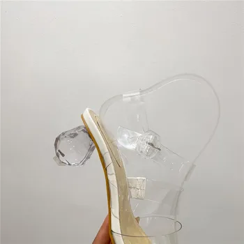 2021 Nové Žien Transparentné Sandále Letné Kolo Podpätky Módne Vonkajšie Muller Vysokým Podpätkom Sandále