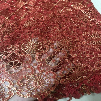 Africké Guipure Kábel Čipky Textílie Samoopaľovacie Luxusné Výšivky Nigéria Svadobné Party Golden Line Tylu Čipky pre Ženy, Módne Šaty