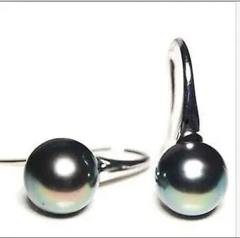 Ohromujúci Prírodné 11 mm Tahitian originálne čierna páva pearl náušnice