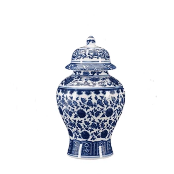 Čínsky Starožitné Keramické Qing Qianlong Známky Modré A Biele Porcelánové Zázvor Jar Chrámu Jar Váza s Vekom