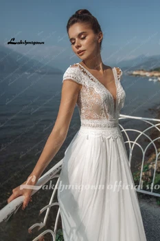 Romantické Svadobné Šaty 2021 Appliqued A-Line Vestido De Novia Princezná Sweep Vlak Plus Veľkosť Svadobné Šaty