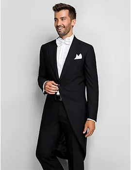 ženích nosiť čierny smoking slim fit vlastné oblek dlhý chvost 2019 pánske obleky