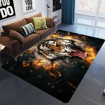 Obývacia Izba, Spálňa Cartoon Tiger Vzor 3D Vytlačené Koberec Dekoratívne Koberec Mäkké Flanelové Koberec