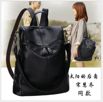 2019 Nové žien taška cez rameno PU žien taška nity dvojité taška cez rameno žien jednoduché voľný cestovný batoh