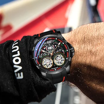 Dvojité zotrvačníka AILANG pánske hodinky top luxusné módne značky automatické mechanické nepremokavé športové hodinky muž 2021 nové