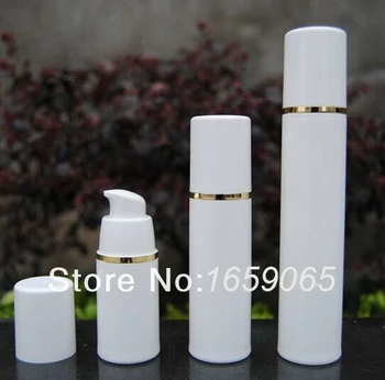 15ml biela airless vákuové čerpadlo lotion fľašu s gold Line Kozmetické Kontajner Fľašiach
