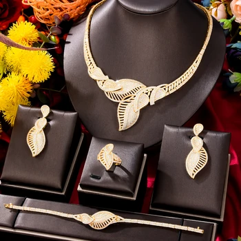GODKI 4PC VEĽKÉ Srdce Láska Luxusné Afriky Šperky Set Pre Ženy, Svadobné Party Naija Nevesta Náhrdelník Dubaj Svadobné Šaty, Šperky Set