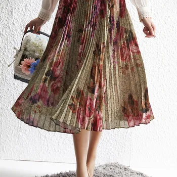 Mid Nový Dekor sukne dĺžka vysoký pás s veľkými hojdačka line ženy s skladaná sukňa iny