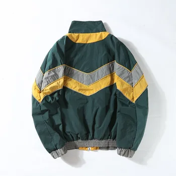 Vintage Multicolor Farebný Blok Patchwork Windbreaker Bundy 2018 Jeseň Hip Hop Streetwear Zips Sledovať Bežné Bundy