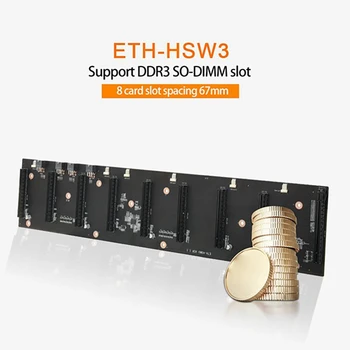 ETH-TÚV BTC Ťažba Doske 8XPCIEX16 Grafické Otvor 67mm DDR3 DIMM s 8G DDR3 RAM+128G SSD+8X6PIN na 8PIN Napájací Kábel