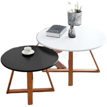 Pokojný štýl čaj stôl Japonský minimalistický dizajn zmysel masívneho dreva obývacia izba kolo malý stolík