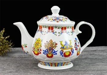Kreatívne malé Tibetské osem pokladov sľubný kanvica, maslo čaj nastaviť, Národné Keramické lotus hrniec
