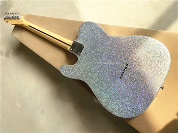 Vysoko kvalitné kovové zrna flash strieborná elektrické gitary, javor xylophone krku môže byť prispôsobené doprava zadarmo