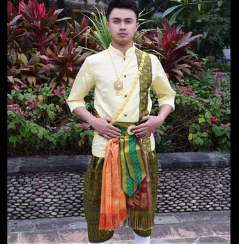 Thajský Princ Dai kostým obrázky movie studio retro tribal pánsku pódium Songkran oblečenie polovice rukáv Čínska menšina mužov