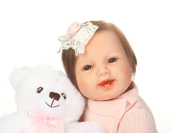55 cm módne Victoria adora Realisticky novorodenca s medveď plyšové bábika darček Bonecas Bebe dieťa hračku roztomilý dievča silikónové znovuzrodené dieťa