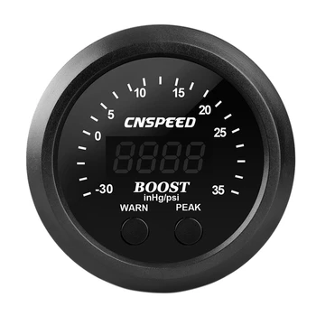 CNSPEED 2,5 Palca Turbo tlakomer Digitálny Displej 12V Ultra-Tenké -30-35PSI Boost Meter s Senzor, Indikátor LED Displej
