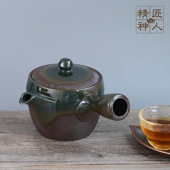 Japonský dovoz vekových kategórií spáliť glazúra zelená fialová hliny kríž ruky sa nehrdzavejúcej ocele oka Japonský čaj kanvica