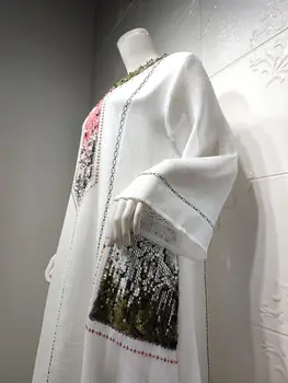Abaya Dubaj Moslimských Dámy Šaty Luxusné Flitrami Výšivky Afriky Ramadánu Kaftan Islam Oblečenie Žien Dlho Maxi Šaty PW191