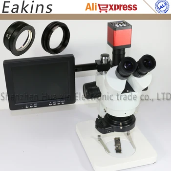 Celý Set Kontinuálne Zväčšenie 7x-90X Trinocular Stereo Mikroskopom+HD VGA HDMI Priemyselné Kamery S 8 Palcový Monitor Na Opravu