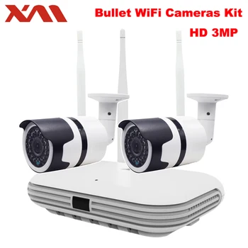 2 3MP Bezdrôtový Bezpečnostný kamerový Systém CCTV WIFI NVR Auta 3MP IČ Vonkajšie Nočné Videnie Kamery Domáce Video Dohľad